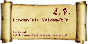 Lindenfeld Valdemár névjegykártya